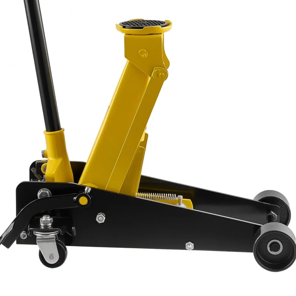 VEVOR Low Profile Floor Jack, 3 Ton (6614 lbs) Capacity, Steel Racing Floor Jack with Single Piston Quick Lift Pump & Foot Pedal, Hydraulic Trolley Car Lift for SUVs, Pickups, Lifting Range 5.1"-19.7"