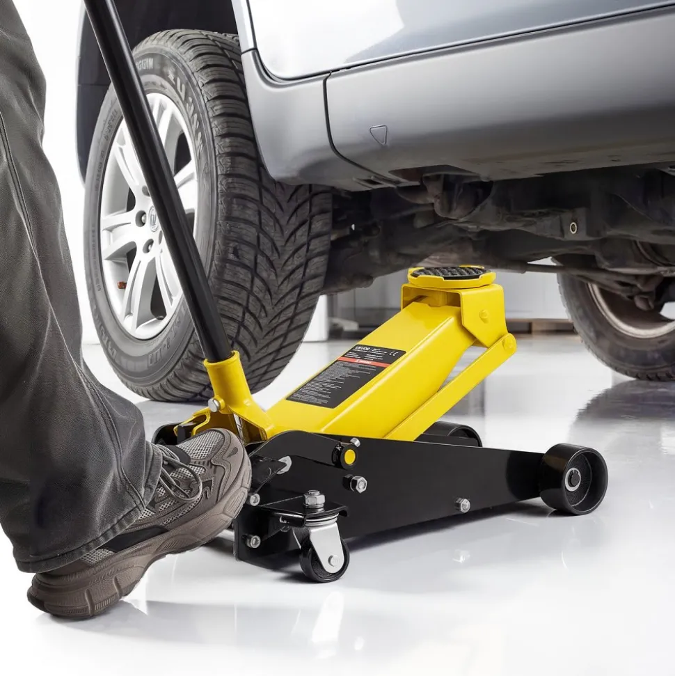 VEVOR Low Profile Floor Jack, 3 Ton (6614 lbs) Capacity, Steel Racing Floor Jack with Single Piston Quick Lift Pump & Foot Pedal, Hydraulic Trolley Car Lift for SUVs, Pickups, Lifting Range 5.1"-19.7"