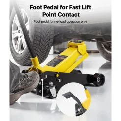 VEVOR Low Profile Floor Jack, 3 Ton (6614 lbs) Capacity, Steel Racing Floor Jack with Single Piston Quick Lift Pump & Foot Pedal, Hydraulic Trolley Car Lift for SUVs, Pickups, Lifting Range 5.1