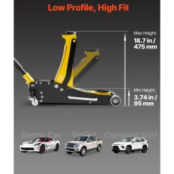 VEVOR Low Profile Floor Jack, 2.5 Ton (5500 lbs) Capacity, Aluminum & Steel Racing Floor Jack with Dual Pistons Quick Lift Pump, Hydraulic Trolley Car Lift for Compact SUVs, Lifting Range 3.74-18.7 in