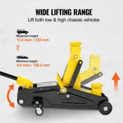 VEVOR Low Profile Floor Jack 2 Ton (4400 lbs), Heavy Duty Iron Hydraulic Racing Floor Jack, Hydraulic Car Jack, Single Piston Quick Lift Pump, 4.9
