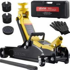 VEVOR Low Profile Floor Jack, 2.5 Ton (5512 lbs) Capacity, Steel Racing Floor Jack with Single Piston Quick Lift Pump & SUV Adapters, Hydraulic Trolley Car Lift for Sedans, Lifting Range 3.3