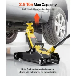 VEVOR Low Profile Floor Jack, 2.5 Ton (5512 lbs) Capacity, Steel Racing Floor Jack with Single Piston Quick Lift Pump & SUV Adapters, Hydraulic Trolley Car Lift for Sedans, Lifting Range 3.3
