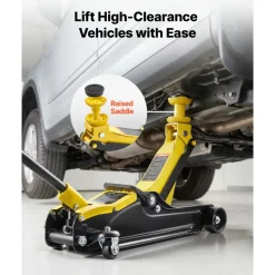 VEVOR Low Profile Floor Jack, 2.5 Ton (5512 lbs) Capacity, Steel Racing Floor Jack with Single Piston Quick Lift Pump & SUV Adapters, Hydraulic Trolley Car Lift for Sedans, Lifting Range 3.3