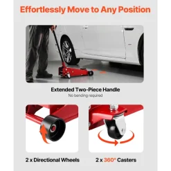 VEVOR Low Profile Floor Jack, 3 Ton (6614 lbs) Capacity, Steel Racing Floor Jack with Single Piston Quick Lift Pump, Hydraulic Trolley Car Lift for Sports Cars, SUVs, Pickups, Lifting Range 5.1