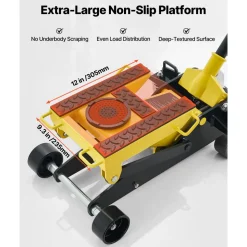 VEVOR Low Profile Floor Jack, 2 Ton (4409 lbs) Capacity, Steel Racing Floor Jack with Single Piston Quick Lift Pump, Hydraulic Trolley Car Lift for Cars, Motorcycles, ATVs, Lifting Range 5.7