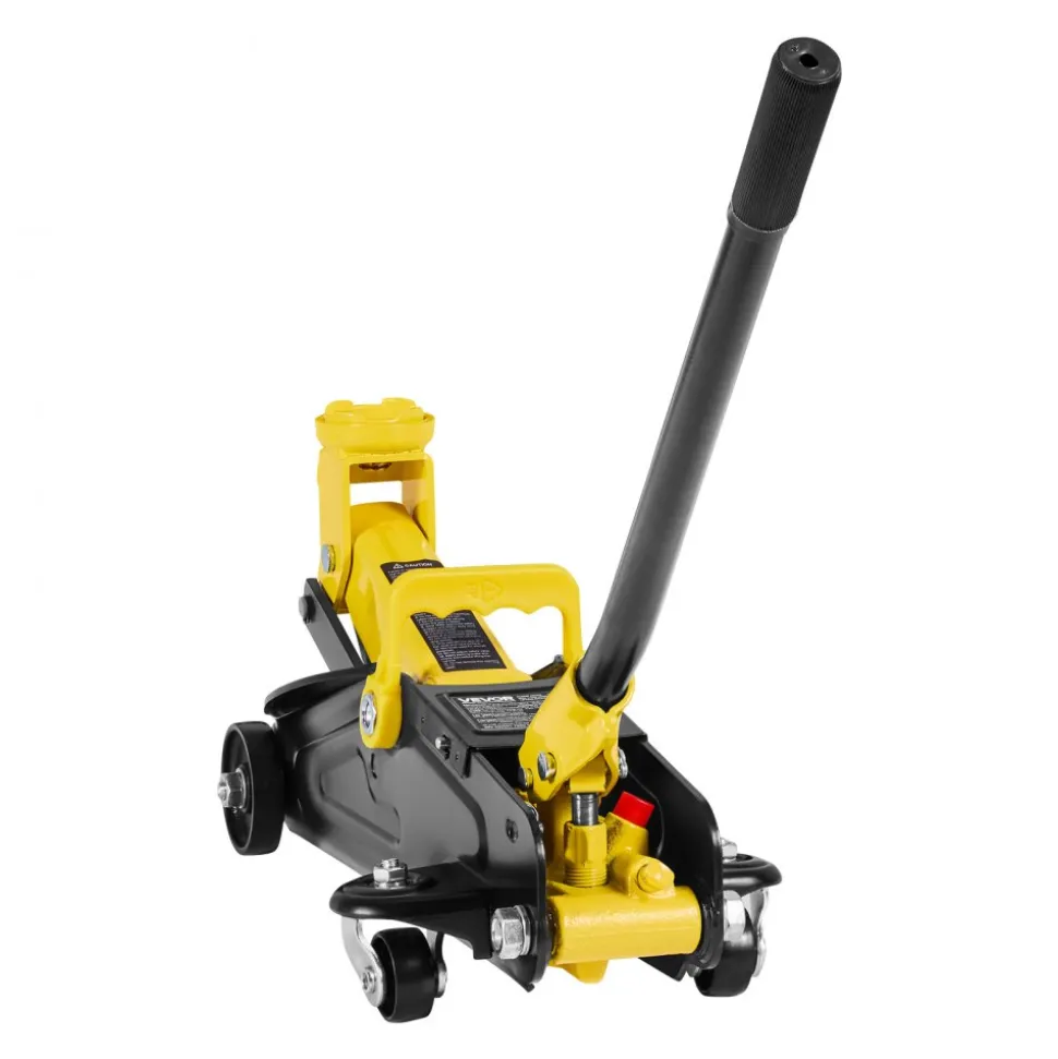 VEVOR Low Profile Floor Jack, 2 Ton (4400 lbs) Capacity, Steel Racing Floor Jack with Stands, Single Piston Quick Lift Pump, Hydraulic Trolley Car Lift for Compact SUVs, Lifting Range 5.1-12.2 Inches