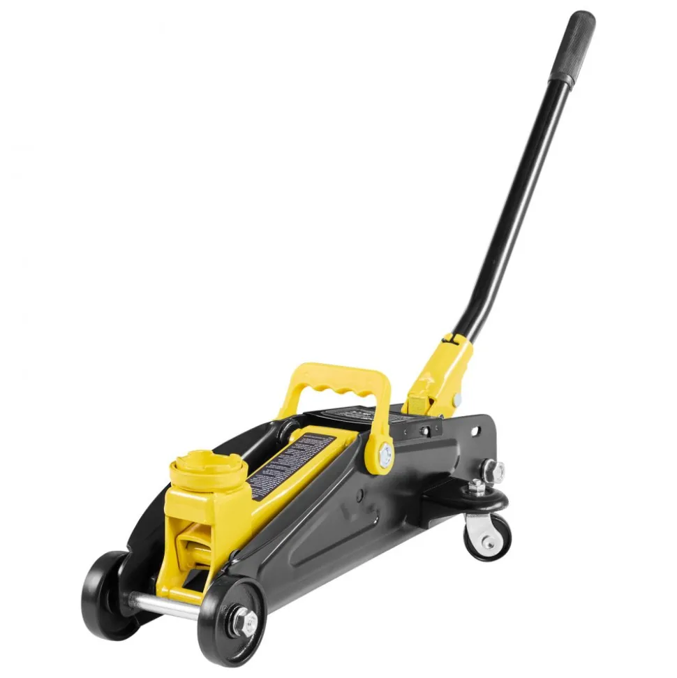 VEVOR Low Profile Floor Jack, 2 Ton (4400 lbs) Capacity, Steel Racing Floor Jack with Stands, Single Piston Quick Lift Pump, Hydraulic Trolley Car Lift for Compact SUVs, Lifting Range 5.1-12.2 Inches