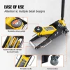 VEVOR Low Profile Floor Jack 2 Ton (4400 lbs) , Heavy Duty Aluminum Hydraulic Racing Floor Jack, Hydraulic Car Jack, Dual Piston Quick Lift Pump, 3.2"-14.6" Height Lifting Range (Yellow)