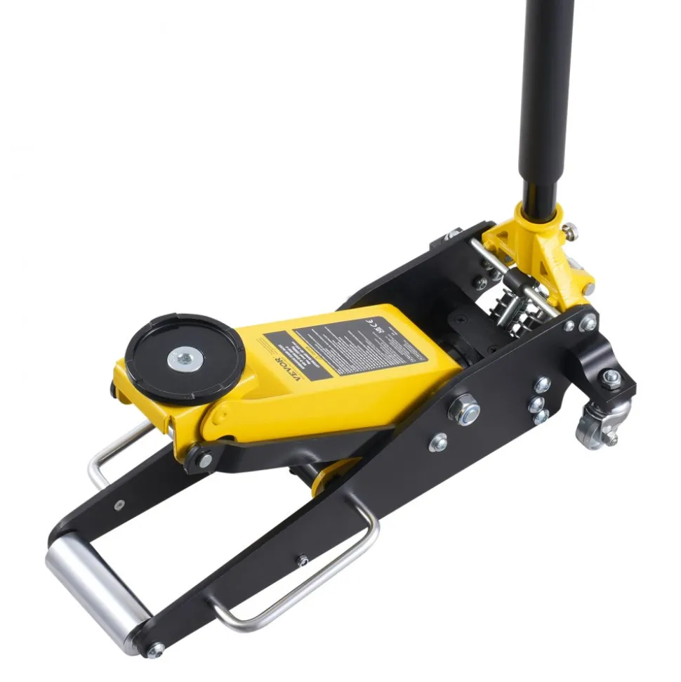 VEVOR Low Profile Floor Jack 2 Ton (4400 lbs) , Heavy Duty Aluminum Hydraulic Racing Floor Jack, Hydraulic Car Jack, Dual Piston Quick Lift Pump, 3.2"-14.6" Height Lifting Range (Yellow)