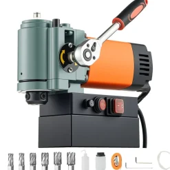 VEVOR Low Profile Magnetic Drill Press, 1300 W, 1.4 in Boring Diameter, 2248 lbf Power Portable Mag Drill Press, 650RPM Speed, with Weldon Shank, for Metal Surface, Industrial and Home Improvement
