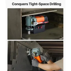 VEVOR Low Profile Magnetic Drill Press, 1300 W, 1.4 in Boring Diameter, 2248 lbf Power Portable Mag Drill Press, 650RPM Speed, with Weldon Shank, for Metal Surface, Industrial and Home Improvement
