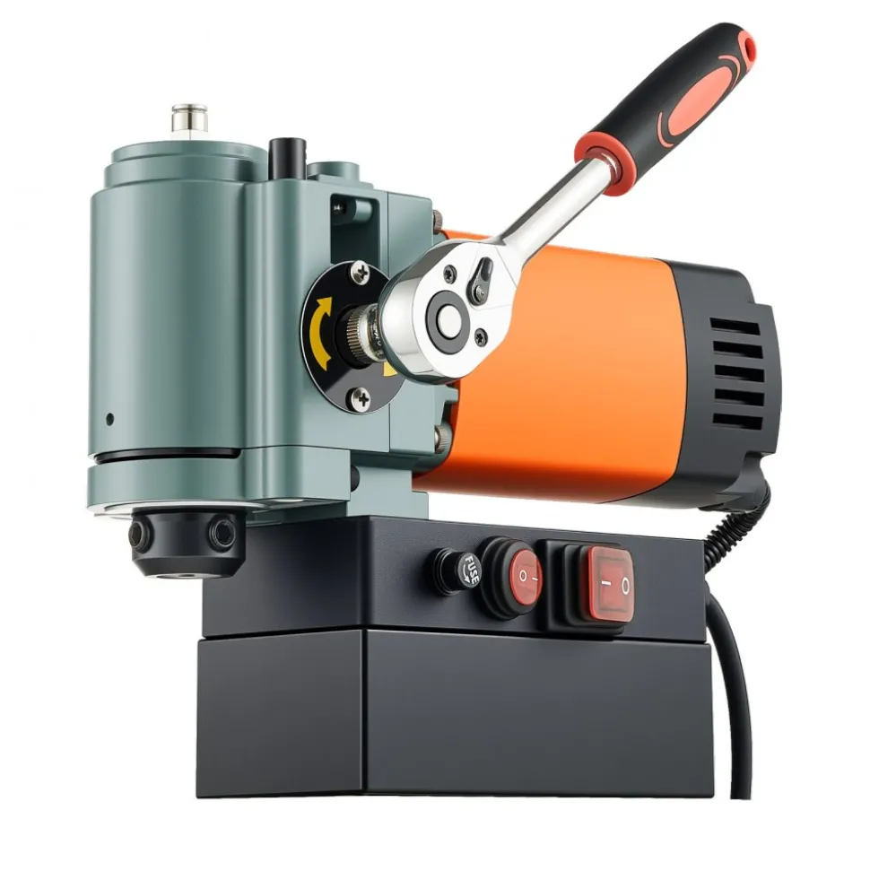 VEVOR Low Profile Magnetic Drill Press, 1300 W, 1.4 in Boring Diameter, 2248 lbf Power Portable Mag Drill Press, 650RPM Speed, with Weldon Shank, for Metal Surface, Industrial and Home Improvement