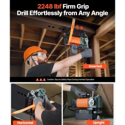 VEVOR Low Profile Magnetic Drill Press, 1300 W, 1.4 in Boring Diameter, 2248 lbf Power Portable Mag Drill Press, 650RPM Speed, with Weldon Shank, for Metal Surface, Industrial and Home Improvement