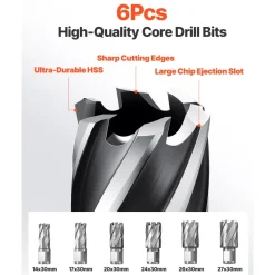 VEVOR Low Profile Magnetic Drill Press, 1300 W, 1.4 in Boring Diameter, 2248 lbf Power Portable Mag Drill Press, 650RPM Speed, with Weldon Shank, for Metal Surface, Industrial and Home Improvement