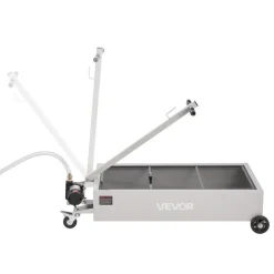 VEVOR Low Profile Oil Drain Pan, 20 Gallon Capacity, Rolling Oil Drain Pan with Electric Pump, 7.2 ft Hose & T Folding Handle, Leak-proof & Corrosion-resistant, Fit for Cars, SUVs, Trucks, ATVs, White