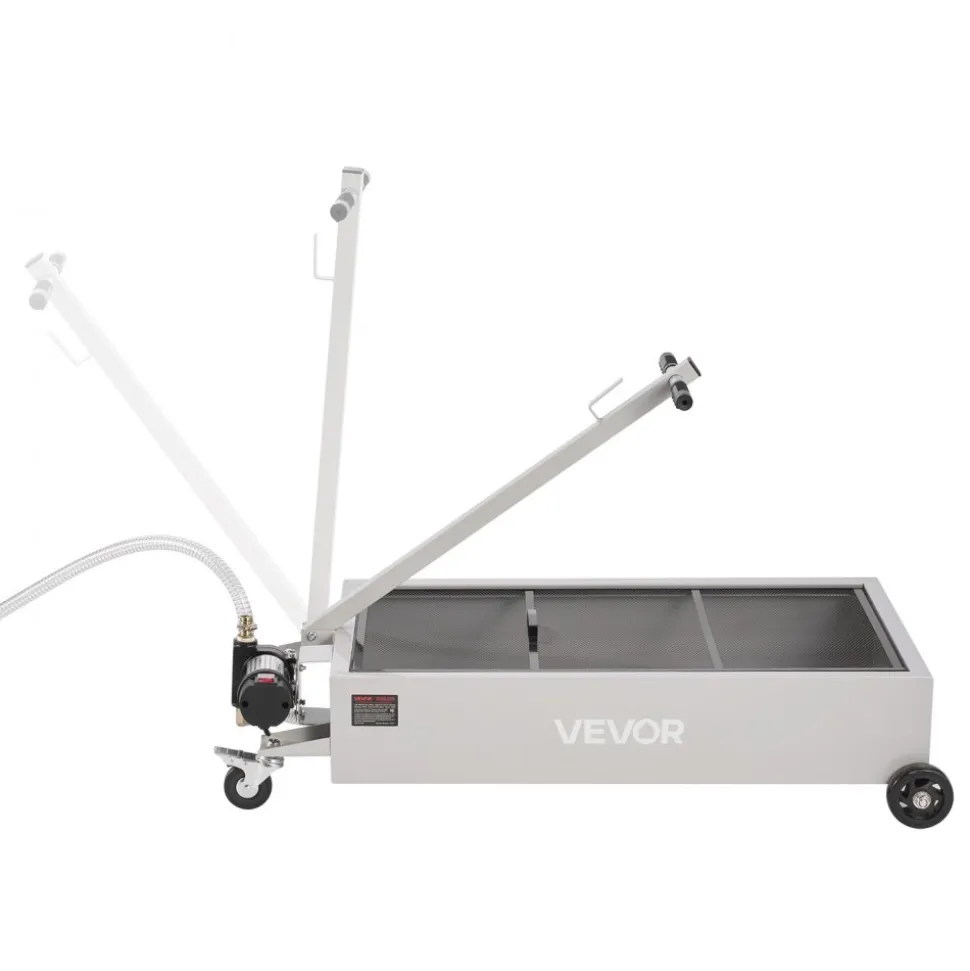 VEVOR Low Profile Oil Drain Pan, 20 Gallon Capacity, Rolling Oil Drain Pan with Electric Pump, 7.2 ft Hose & T Folding Handle, Leak-proof & Corrosion-resistant, Fit for Cars, SUVs, Trucks, ATVs, White