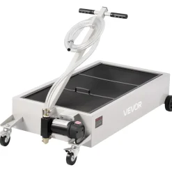 VEVOR Low Profile Oil Drain Pan, 20 Gallon Capacity, Rolling Oil Drain Pan with Electric Pump, 7.2 ft Hose & T Folding Handle, Leak-proof & Corrosion-resistant, Fit for Cars, SUVs, Trucks, ATVs, White