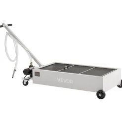 VEVOR Low Profile Oil Drain Pan, 20 Gallon Capacity, Rolling Oil Drain Pan with Electric Pump, 7.2 ft Hose & T Folding Handle, Leak-proof & Corrosion-resistant, Fit for Cars, SUVs, Trucks, ATVs, White