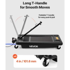 VEVOR Low Profile Oil Drain Pan, 17 Gallon Capacity, Rolling Oil Drain Pan with Electric Pump, 7.2 ft Hose & T Folding Handle, Leak-proof & Corrosion-resistant, Fit for Cars, SUVs, Trucks, ATVs, Black