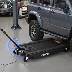 VEVOR Low Profile Oil Drain Pan, 17 Gallon Capacity, Rolling Oil Drain Pan with Electric Pump, 7.2 ft Hose & T Folding Handle, Leak-proof & Corrosion-resistant, Fit for Cars, SUVs, Trucks, ATVs, Black