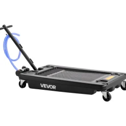 VEVOR Low Profile Oil Drain Pan, 17 Gallon Capacity, Rolling Oil Drain Pan with Electric Pump, 7.2 ft Hose & T Folding Handle, Leak-proof & Corrosion-resistant, Fit for Cars, SUVs, Trucks, ATVs, Black