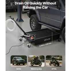 VEVOR Low Profile Oil Drain Pan, 15 Gallon Capacity, Rolling Oil Drain Pan with Electric Pump & 7.2 ft Hose, Leak-proof & Corrosion-resistant, Fit for Cars, SUVs, Trucks, Motorcycles, ATVs, Metal