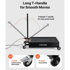 VEVOR Low Profile Oil Drain Pan, 15 Gallon Capacity, Rolling Oil Drain Pan with Electric Pump & 7.2 ft Hose, Leak-proof & Corrosion-resistant, Fit for Cars, SUVs, Trucks, Motorcycles, ATVs, Metal