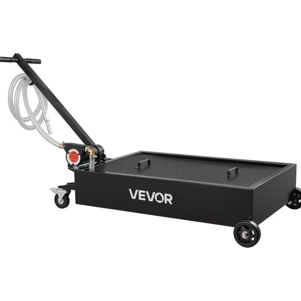 VEVOR Low Profile Oil Drain Pan, 15 Gallon Capacity, Rolling Oil Drain Pan with Electric Pump & 7.2 ft Hose, Leak-proof & Corrosion-resistant, Fit for Cars, SUVs, Trucks, Motorcycles, ATVs, Metal