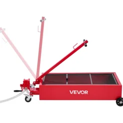 VEVOR Low Profile Oil Drain Pan, 20 Gallon Capacity, Rolling Oil Drain Pan with Manual Pump, 7.2 ft Hose & T Folding Handle, Leak-proof & Corrosion-resistant, Fit for Cars, SUVs, Trucks, ATVs, Red