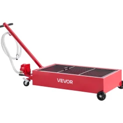 VEVOR Low Profile Oil Drain Pan, 20 Gallon Capacity, Rolling Oil Drain Pan with Manual Pump, 7.2 ft Hose & T Folding Handle, Leak-proof & Corrosion-resistant, Fit for Cars, SUVs, Trucks, ATVs, Red