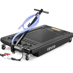 VEVOR Low Profile Oil Drain Pan, 17 Gallon Capacity, Rolling Oil Drain Pan with Electric Pump & 7.2 ft Hose, Leak-proof & Corrosion-resistant, Fit for Cars, SUVs, Trucks, Motorcycles, ATVs, Metal