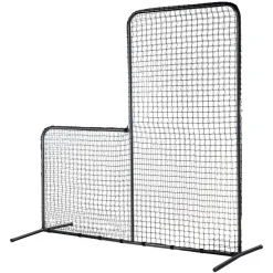 VEVOR L Screen Baseball for Batting Cage, 7x7 ft Baseball Softball Safety Screen, Body Protector Portable Batting Screen with Carry Bag & Ground Stakes, Heavy Duty Pitching Net for Pitchers Protection