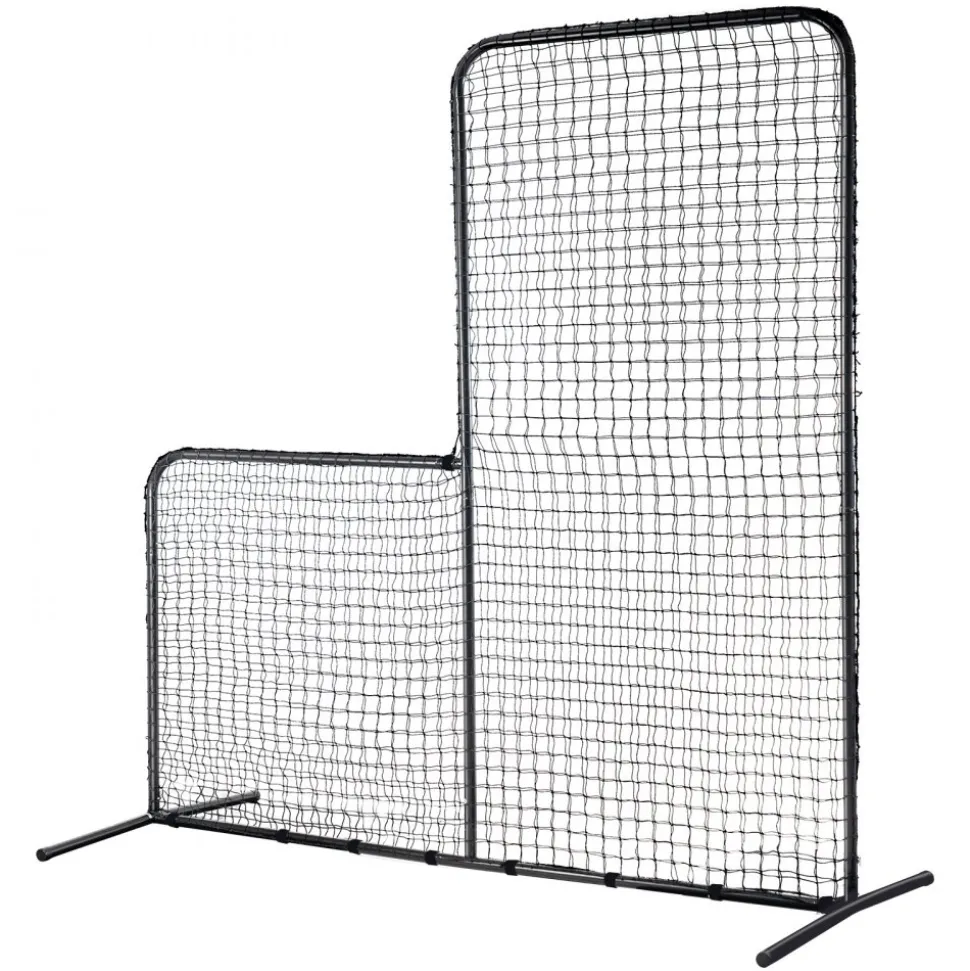 VEVOR L Screen Baseball for Batting Cage, 7x7 ft Baseball Softball Safety Screen, Body Protector Portable Batting Screen with Carry Bag & Ground Stakes, Heavy Duty Pitching Net for Pitchers Protection