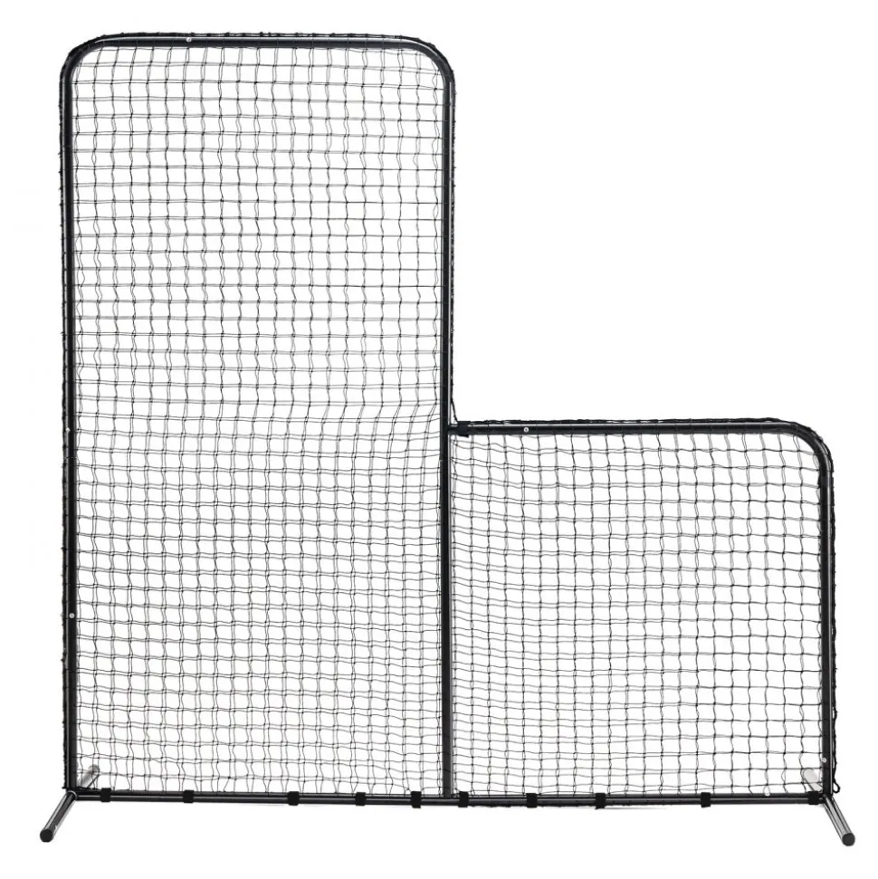 VEVOR L Screen Baseball for Batting Cage, 7x7 ft Baseball Softball Safety Screen, Body Protector Portable Batting Screen with Carry Bag & Ground Stakes, Heavy Duty Pitching Net for Pitchers Protection