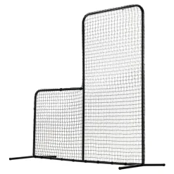 VEVOR L Screen Baseball for Batting Cage, 7x7 ft Baseball Softball Safety Screen, Body Protector Portable Batting Screen with Carry Bag & Ground Stakes, Heavy Duty Pitching Net for Pitchers Protection