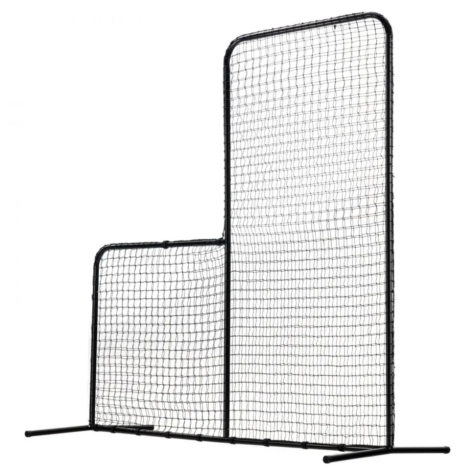 VEVOR L Screen Baseball for Batting Cage, 7x7 ft Baseball Softball Safety Screen, Body Protector Portable Batting Screen with Carry Bag & Ground Stakes, Heavy Duty Pitching Net for Pitchers Protection