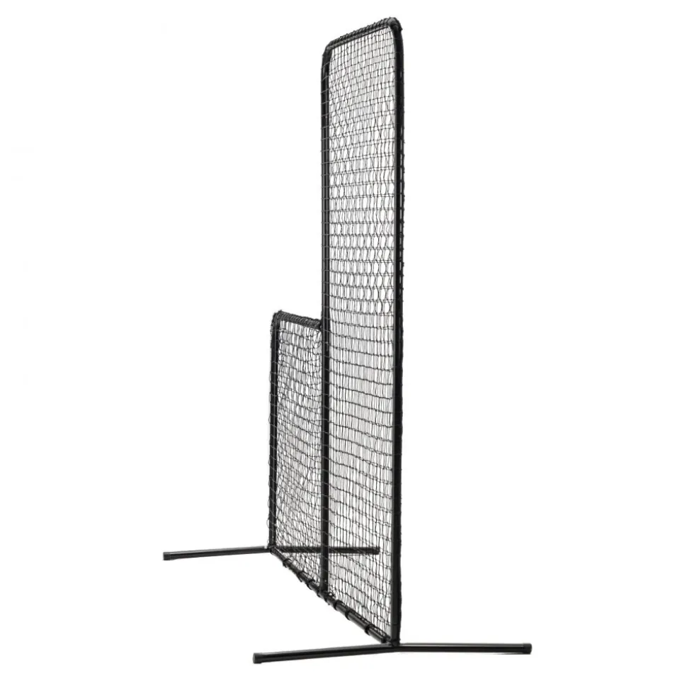 VEVOR L Screen Baseball for Batting Cage, 7x7 ft Baseball Softball Safety Screen, Body Protector Portable Batting Screen with Carry Bag & Ground Stakes, Heavy Duty Pitching Net for Pitchers Protection