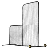 VEVOR L Screen Baseball for Batting Cage, 7x7 ft Softball Safety Screen, Body Protector Portable Batting Screen with Carry Bag, Wheels, Ground Stakes, Heavy Duty Pitching Net for Pitchers Protection