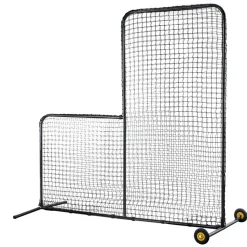 VEVOR L Screen Baseball for Batting Cage, 7x7 ft Softball Safety Screen, Body Protector Portable Batting Screen with Carry Bag, Wheels, Ground Stakes, Heavy Duty Pitching Net for Pitchers Protection