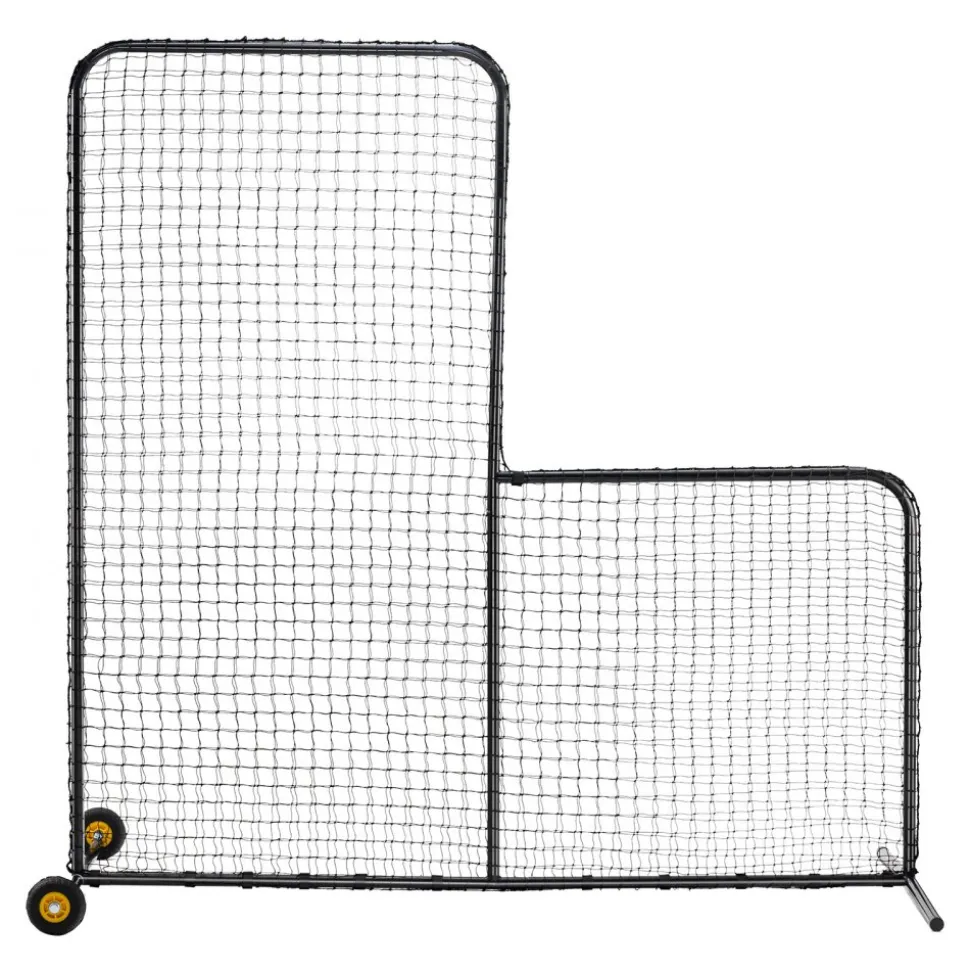 VEVOR L Screen Baseball for Batting Cage, 7x7 ft Softball Safety Screen, Body Protector Portable Batting Screen with Carry Bag, Wheels, Ground Stakes, Heavy Duty Pitching Net for Pitchers Protection