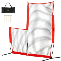 VEVOR L Screen Baseball for Batting Cage, 7x7 ft Baseball & Softball Safety Screen, Body Protector Portable Batting Screen with Carry Bag & Ground Stakes, Baseball Pitching Net for Pitchers Protection