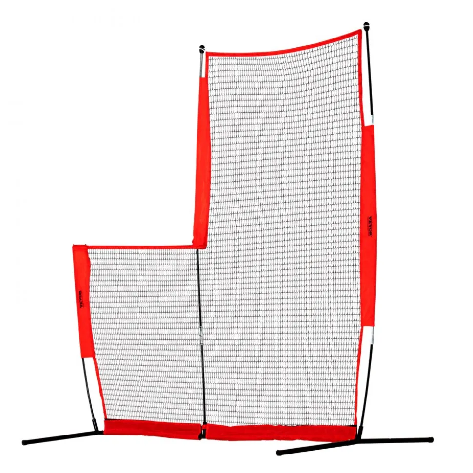 VEVOR L Screen Baseball for Batting Cage, 7x7 ft Baseball & Softball Safety Screen, Body Protector Portable Batting Screen with Carry Bag & Ground Stakes, Baseball Pitching Net for Pitchers Protection