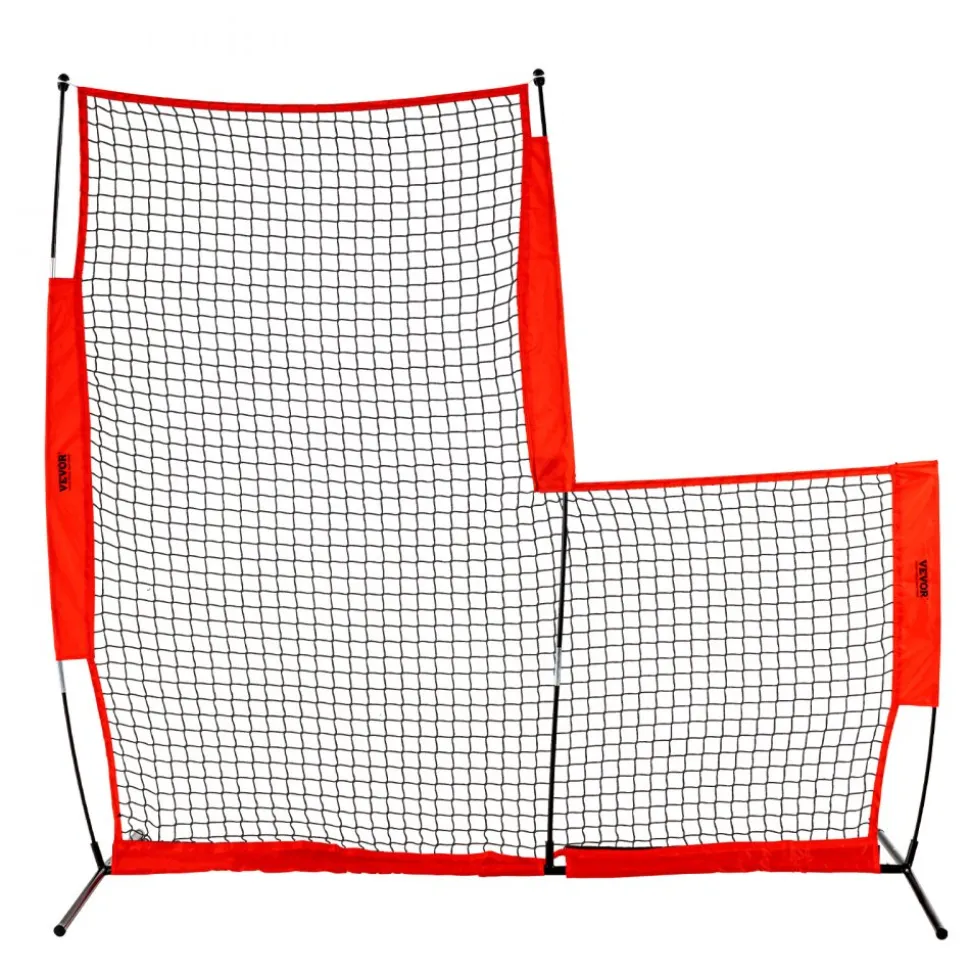 VEVOR L Screen Baseball for Batting Cage, 7x7 ft Baseball & Softball Safety Screen, Body Protector Portable Batting Screen with Carry Bag & Ground Stakes, Baseball Pitching Net for Pitchers Protection