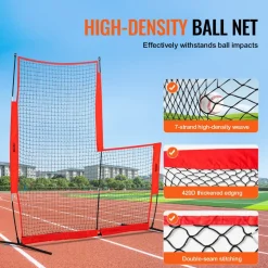 VEVOR L Screen Baseball for Batting Cage, 7x7 ft Baseball & Softball Safety Screen, Body Protector Portable Batting Screen with Carry Bag & Ground Stakes, Baseball Pitching Net for Pitchers Protection