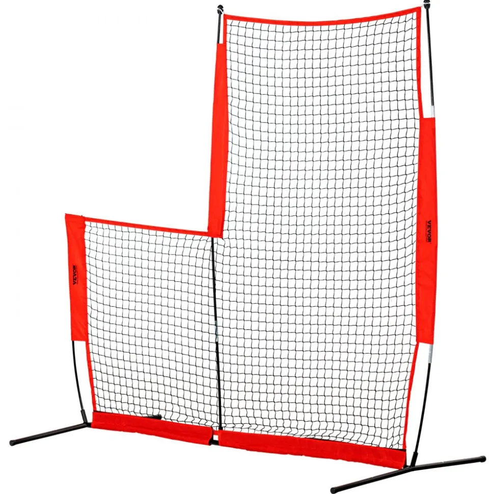 VEVOR L Screen Baseball for Batting Cage, 7x7 ft Baseball & Softball Safety Screen, Body Protector Portable Batting Screen with Carry Bag & Ground Stakes, Baseball Pitching Net for Pitchers Protection