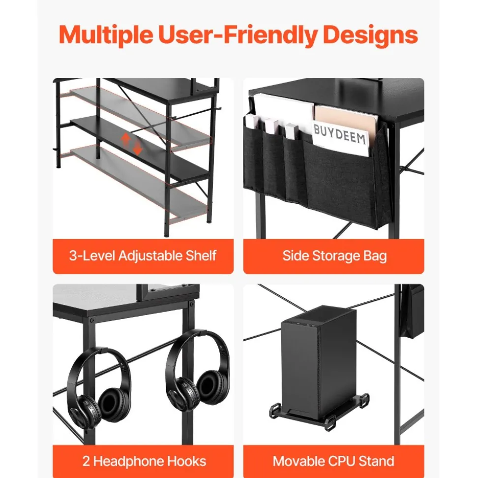 VEVOR L-Shaped Computer Desk, 67-inch Reversible Corner Gaming Desk with Monitor Stand & Movable CPU Stand, Modern Stylish PC Table Sturdy Work Workstation for Home Office - Easy to Assembly