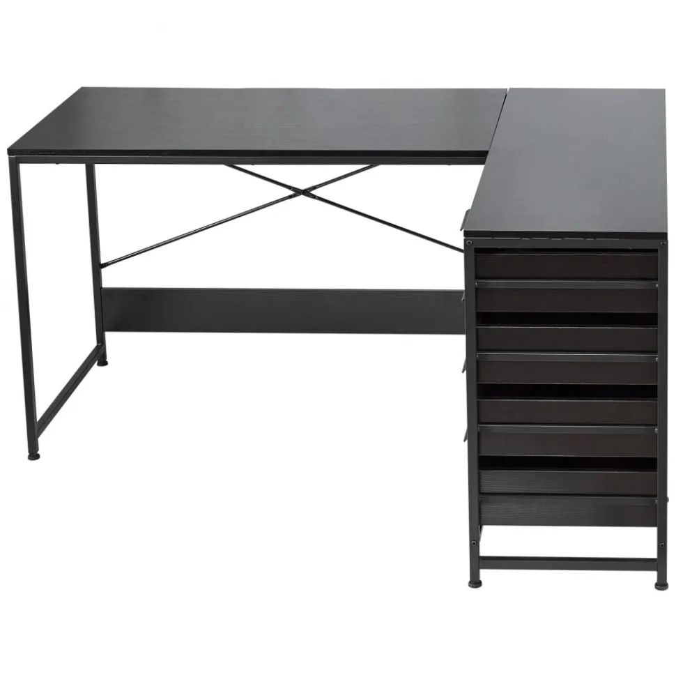 VEVOR L-Shaped Computer Desk, 59-inch Reversible Corner Gaming Desk with Drawers & Storage Shelves, Modern Stylish PC Table Sturdy Work Workstation for Home Office - Easy to Assembly