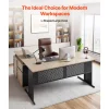 VEVOR L-Shaped Executive Desk, Modern Reversible Office Table with Drawers & Storage Cabinet, Heavy Duty Large Wooden Executive Table, 350 LBS Load Capacity, Easy Assembly, for Work Study Writing