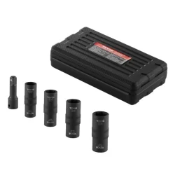 VEVOR Lug Nut Impact Socket Set, 1/2 inch Drive Metric and SAE 6-Point Flip Socket Set, 4 Total Lug Nut Sizes, CR-MO Steel Wheel Socket Set with Storage Case and Extension Bar, for Auto Repair